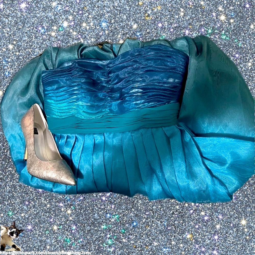 Mori Lee Blue & Teal Ombré Lined Bubble Party Dress